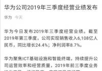 华为第三季度业绩实现销售收入6108亿人民币 同比增长24.4%