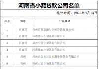 河南省249家小额贷款公司274家融资担保公司监管名录发布 河南省249家小额贷款公司274家融资担保公司监管名录发布